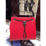 Chanel Red/Black CC Bucket Small Bag