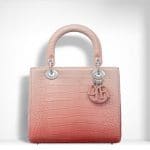 Dior Pink Shiny Graded Alligator Lady Dior Bag