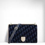 Dior Plum and Blue Dior Print Fabric Diorama Bag
