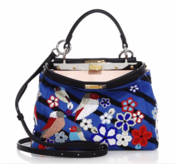 Fendi Peekaboo Mini Beaded Denim Satchel