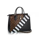 Louis Vuitton Black Calfskin : Studs and Monogram Canvas City Steamer MM Bag