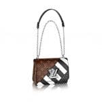 Louis Vuitton Black Calfskin : Studs and Monogram Canvas Twist MM Bag