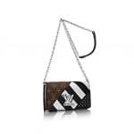 Louis Vuitton Black Calfskin : Studs and Monogram Canvas Twist Wallet Bag