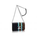 Louis Vuitton Black Calfskin and Monogram Canvas Twist Wallet Bag