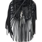 Saint Laurent Black Croc-Embossed Fringe Anita Toy Flat Bag