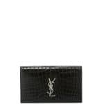 Saint Laurent Black Croc Embossed Monogram Kate Clutch Bag