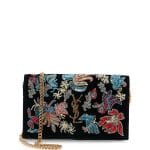 Saint Laurent Black Multicolor Sequin Flower Rock Monogram Wallet On Chain Bag