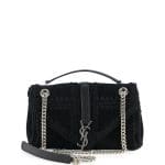 Saint Laurent Black Suede Macrame Monogram Slouchy Chain Medium Shoulder Bag