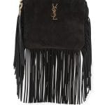 Saint Laurent Black Suede Monogram Fringe Pouch Bag