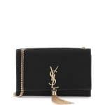 Saint Laurent Black Velvet Monogram Kate Tassel Medium Bag