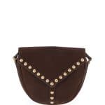 Saint Laurent Brown Suede Y Studs Crossbody Bag