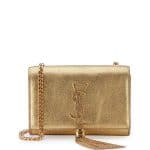 Saint Laurent Gold Metallic Monogram Kate Tassel Small Bag