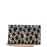 Saint Laurent Gold/Black Star Print Monogram Wallet On Chain Bag