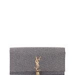 Saint Laurent Gold/Silver Fabric Monogram Kate Tassel Clutch Bag