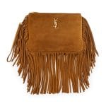 Saint Laurent Light Ocre Suede Monogram Fringe Pouch Bag