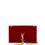 Saint Laurent Rouge Velvet Monogram Kate Tassel Medium Bag