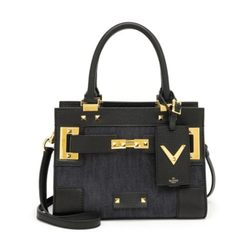 Valentino Small Denim & Leather Satchel Bag