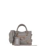 Balenciaga Gris Perle Suede Classic Metallic Edge City Bag