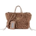 Balenciaga Marron Cacao Papier A6 AJ Zip-Around Shearling Fur Tote Bag