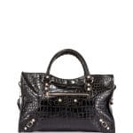 Balenciaga Noir Croc-Embossed Giant 12 Gold City Bag