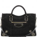 Balenciaga Noir Suede Classic Metallic Edge City Bag