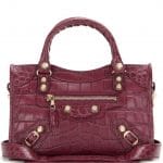 Balenciaga Violet Prune Croc-Embossed Giant 12 Gold Mini City Bag