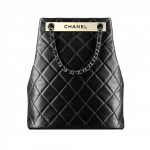 Chanel Black Quilted Drawstring Bag