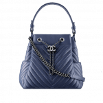 Chanel Blue Chevron Medium Drawstring Bag