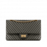 Chanel Dark Grey Size 227 Chevron 2.55 Flap Bag