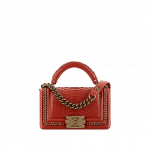 Chanel Dark Red Python Boy Chanel Handle Flap Small Bag