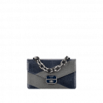 Chanel Navy Blue/Gray Lizard Small Flap Bag