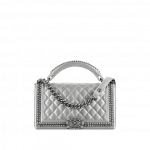 Chanel Silver Boy Chanel Handle Flap Medium Bag