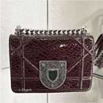 Dior Burgundy Ceramic-Effect Deerskin Diorama Club Bag