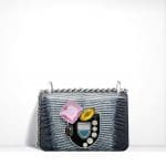 Dior Two-Tone Blue and White Lizard with Emebllished Badge Diorama Club Bag