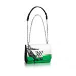 Louis Vuitton White/Green:Black Epi Football Print Twist MM Bag