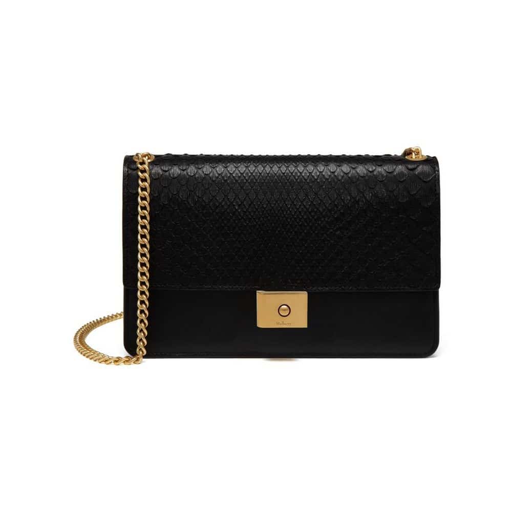 Mulberry Black Python Cheyne Clutch Bag