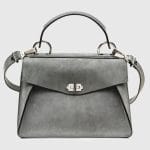 Proenza Schouler Heather Grey Suede Hava Medium Top Handle Bag