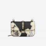 Valentino Black Kimono 1997 Print Lock Flap Bag