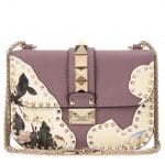 Valentino Dark Mauve Kimono 1997 Small Lock Flap Bag