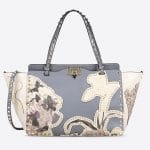 Valentino Light Blue Kimono 1997 Print Rockstud Medium Tote Bag