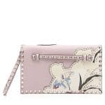 Valentino Pink Kimono 1997 Print Rockstud Clutch Bag