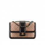 Chanel Beige/Black Quilted Calfskin Small Flap Bag