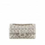 Chanel Beige/Black Tweed and Lambskin Medium Classic Flap Bag