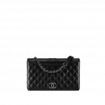 Chanel Black Calfskin/Fabric Ballerine Small Flap Bag
