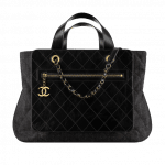 Chanel Black Denim and Calfskin Large Shopping Bag