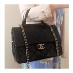 Chanel Black Gold Bar Top Handle Bag 9