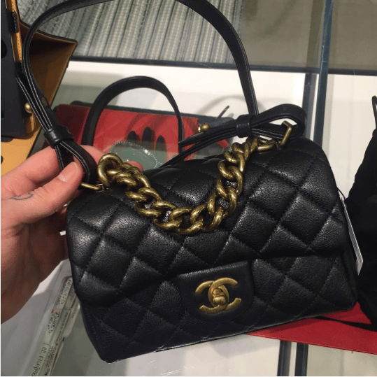 Chanel Black Shiny Sheepskin Quilted Large Trapezio Flap Bag