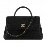 Chanel Black Shearling Sheepskin Large Coco Handle Bag