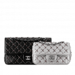 Chanel Black and Silver Embroidered Medium and Small Classic Flap Bags