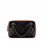 Chanel Black/Beige Calfskin/Fabric Ballerine Camera Case Bag